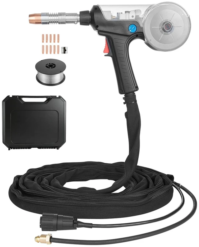 Main image of VEVOR 160Amp Spool Gun with 20FT Cable, Replacement for Miller Spoolmate 200 Series (300497) - with 11PCS Mig Welding Contact Tips, ER4043 0.035" Aluminum Mig Welding Wire & Toolbox