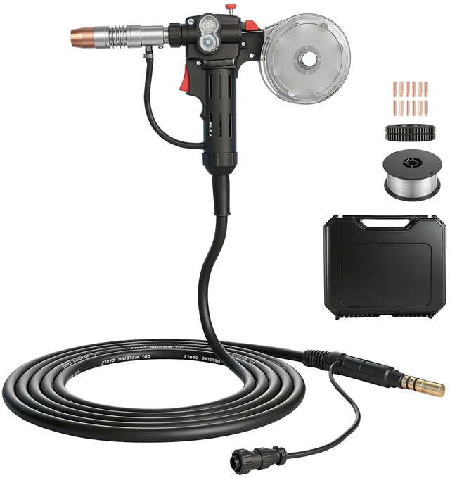 Main image of VEVOR 150Amp Spool Gun with 20FT Cable, Replacement for Miller Spoolmate 150 - with 11PCS Mig Welding Contact Tips, ER4043 0.035" Aluminum Mig Welding Wire & Toolbox