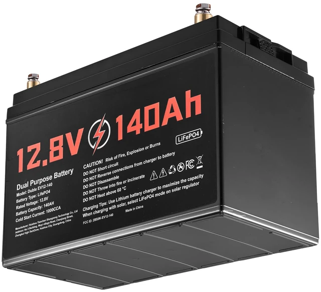 Main image of VEVOR 12V 140Ah Dual Purpose LiFePO4 Lithium Battery, 1000 CCA Group 31, Lithium-ion Starter Battery Plus Deep Cycle, Built-in Smart BMS, Car Start-Stop, for Automotive, Trolling Motor, Marine, RV