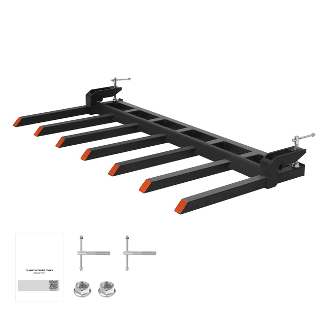 Alt view image 9 of 9 - 68.5" Clamp on Debris Forks for Buckets, 7 Fork Tines, 4560lbs Load Capacity, Heavy Duty Pallet Forks for Tractor Loader Skid Steer, Bolt on Bucket Attachments for Removing Yard Waste and Debris