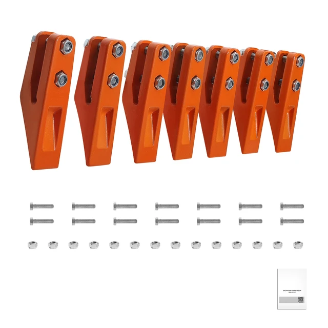 Alt view image 9 of 9 - Excavator Bucket Teeth with Pins, 7 Pack 684447 Bucket Tooth Set Fits 5/8-in Buckets Edge, Heavy Duty 7.34 in Bolt on Digging Buckets Teeth Replacement for Skid Steer & Mini Excavator