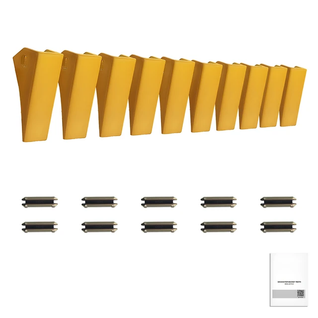 Alt view image 9 of 9 - Excavator Bucket Teeth with Pins, 10 Pack 5.79 in Bucket Tooth Set Compatible with 23 & 230 Series Excavators, Heavy Duty Bolt on Digging Buckets Teeth for Skid Steer & Mini Excavators