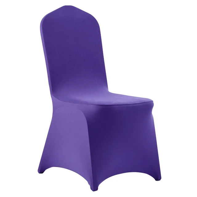 Alt view image 9 of 9 - VEVOR 50 Pcs Purple Chair Covers, Polyester Spandex Chair Cover, Stretch Slipcovers for Wedding Party Dining Banquet Flat-Front Chair Covers, Fits Chair Measures up to 20.08 x 17.72 x 37.4 inch