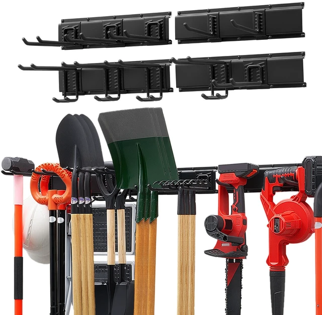 Main image of VEVOR Garage Tool Organizer 66 Inch 800 lbs Wall Mount Garden Tool Rack, Heavy Duty Garage Hanging Storage Rack Organization with 4 Rails and 10 Adjustable Hooks, for Yard Tools, Shovel, Rake, Shed