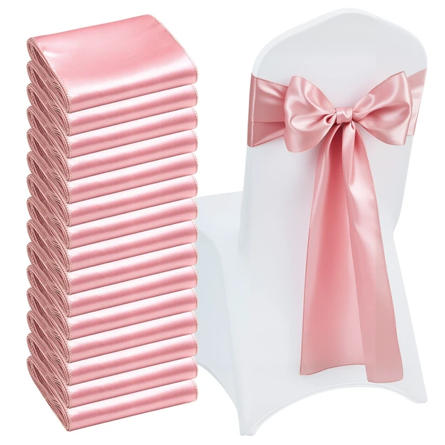 Alt view image 9 of 9 - VEVOR Satin Chair Sashes Bows, 50PCS Chair Ribbon Ties Back Sash, 7 x 108 inch, Rose Gold Wedding Reception Decoration, for Wedding Ceremony Baby Shower Party Events Banquet Chair Cover Decoration
