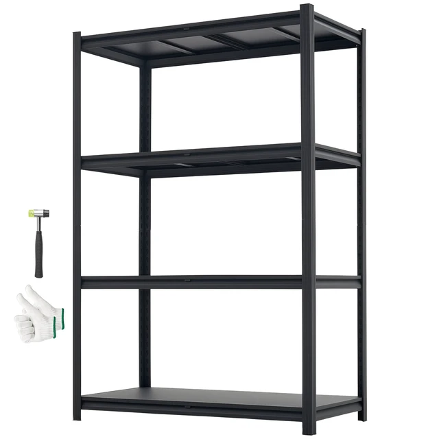 Alt view image 15 of 15 - Storage Shelves, 2400 lbs, 4 Tier Garage Storage Shelving, 20" D x 40" W x 57" H Adjustable Metal Shelves for Garage Shelves Utility Rack Shelf, Ideal for Kitchen, Warehouse, Basement, Black
