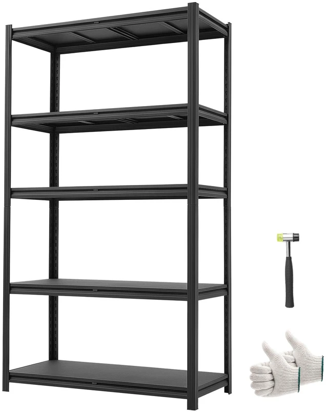 Alt view image 15 of 15 - Storage Shelves, 2000 lbs, 5 Tier Garage Storage Shelving, 18" D x 40" W x 72" H Adjustable Metal Shelves for Garage Shelves Utility Rack Shelf, Ideal for Kitchen, Warehouse, Basement, Black