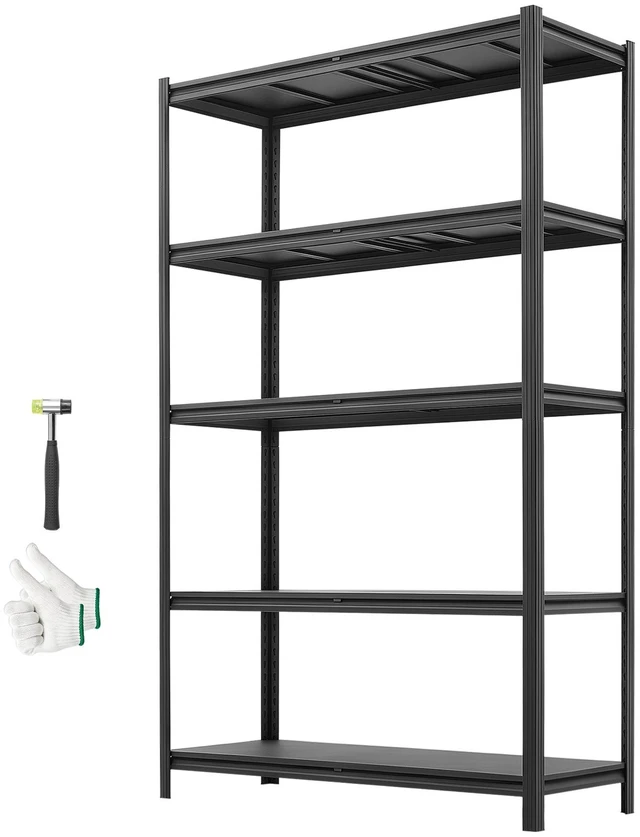 Alt view image 15 of 15 - Storage Shelves, 3000 lbs, 5 Tier Garage Storage Shelving, 18" D x 48" W x 78" H Adjustable Metal Shelves for Garage Shelves Utility Rack Shelf, Ideal for Kitchen, Warehouse, Basement, Black