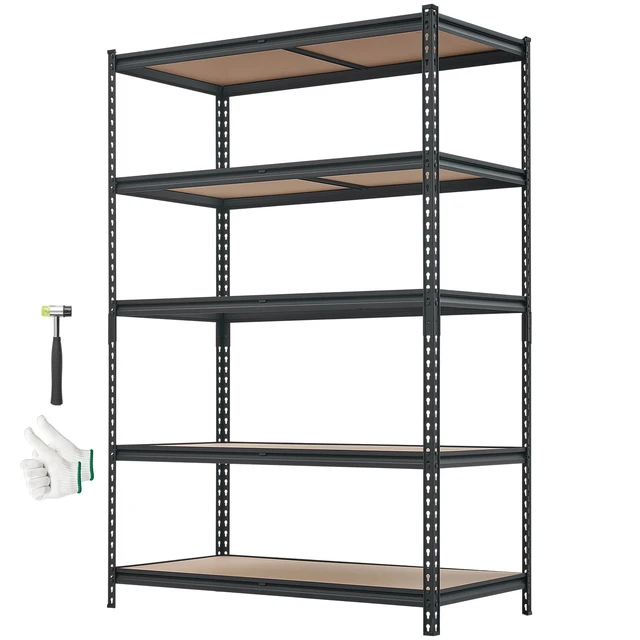 Alt view image 2 of 2 - VEVOR Storage Shelves, 5-Tier Adjustable, 3000 lbs Capacity, Heavy Duty Garage Storage Shelving Unit, Metal Utility Rack Shelf, for Garage Workshop Warehouse Basement, 48.35" W x 24.37" D x 71.38" H