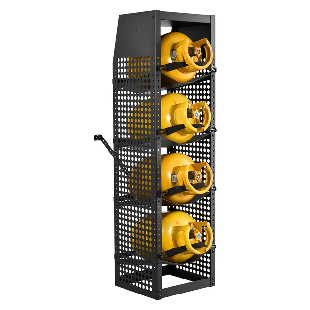 Alt view image 8 of 8 - VEVOR Refrigerant Tank Rack, 14.8 x 13 x 52 inches, 4 Tiers for 4 Cylinder, with Top Storage Shelf, Black Powder-Coated Carbon Steel, Cylinder Tank Rack for Cargo Van, Storing Oxygen, and Nitrogen