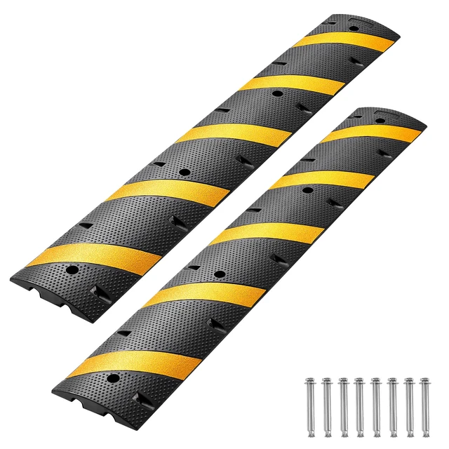 Alt view image 9 of 9 - VEVOR 6FT Rubber Speed Bump 2 Pack Heavy Duty Speed Hump 2 Channel 22000 lbs