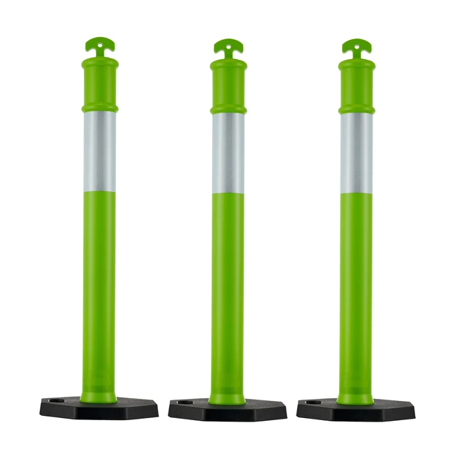 Alt view image 2 of 2 - VEVOR 3 Packs Traffic Delineator Posts 48 in Safety Cones Weighted Base Green