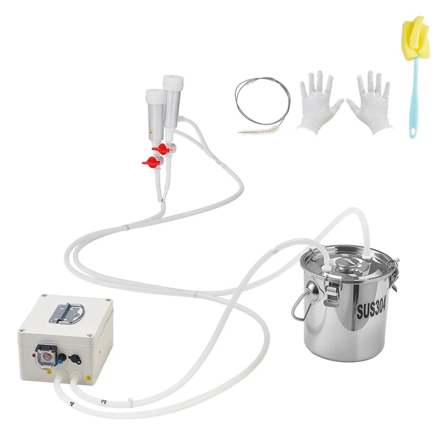 Alt view image 8 of 8 - VEVOR Goat Milking Machine, 0.8 Gal / 3 L Food-Grade Stainless Steel Bucket, with 5200 mAh Rechargeable Battery, 2 Teat Cups, Cordless Portable Pulsation Vaccum Electric Milking Machine for Goats Only