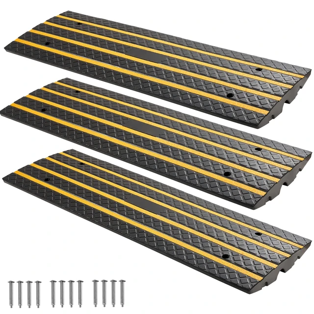 Alt view image 2 of 2 - VEVOR 3 Pcs Driveway Rubber Curb Ramp 33069 lbs 2.6 in Rise Threshold Ramp