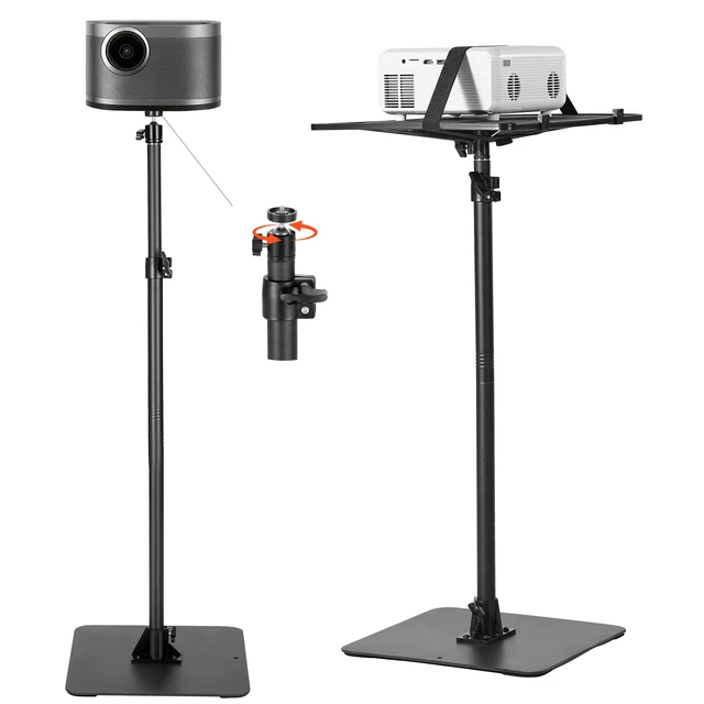 Alt view image 9 of 9 - Projector Stand, Projector Floor Stand with Adjustable Height 30.3 to 63.4 inch, 360° Horizontal Rotation Projectors Cart for Meetings, Outdoor Movies, Video Stand, Gimbal Mount or Tray Support