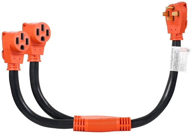 Alt view image 15 of 15 - VEVOR Y Splitter Adapter Cord, 50 Amp NEMA 14-50, 4 Prong 240V Splitter for RV and EV, NEMA 14-50P to Dual 14-50R Outlets with Grip Handle, Heavy Duty 6/3+8/1 STW Wire, Outdoor RV Power Extension Cord
