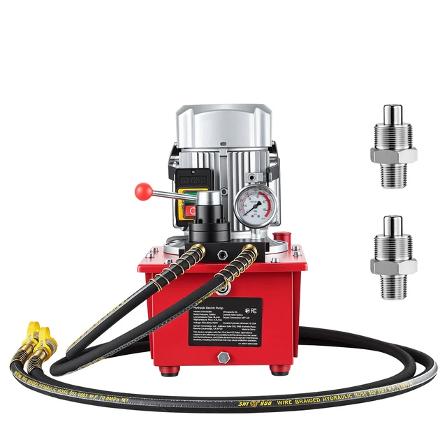 Alt view image 15 of 15 - VEVOR Electric Hydraulic Pump, 750W 10,000 PSI, 120V Double Acting Electric Driven Hydraulic Pump Power Pack Unit, with Manual Valve, 2.1 Gallon / 8L, for Punching, Bending, Double Acting Cylinders