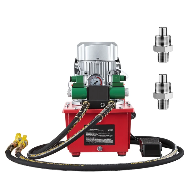 Alt view image 15 of 15 - VEVOR Electric Driven Hydraulic Pump, 750W 10,000 PSI, 120V Double Acting Hydraulic Pump Power Pack Unit, Solenoid Valve with Pedal Switch, 2.1 Gal / 8L, for Punching, Bending, Double Acting Cylinders