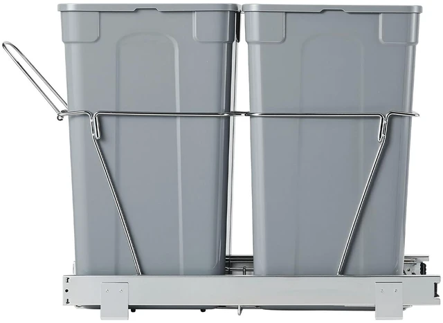 Alt view image 9 of 9 - VEVOR Double 27QTx2 Pullout Waste Container Under Cabinet Kitchen Bin Trash Can