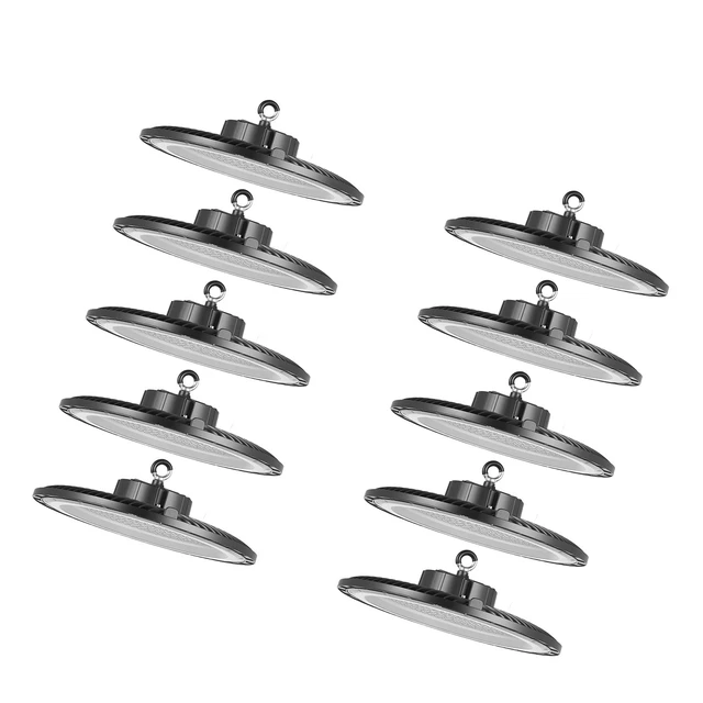 Alt view image 2 of 8 - 10 Pack LED High Bay Lights, 5000K 200W 30000LM Super Bright UFO LED Warehouse Shop Lights, IP65 Waterproof, 100-277V Wide Voltage for Warehouse Workshop Factory Gym Garage Barn, Black