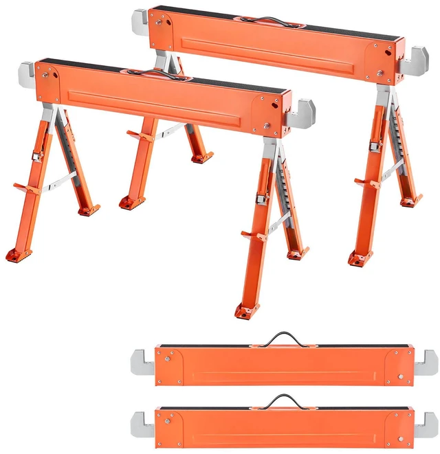 Alt view image 9 of 9 - VEVOR Saw Horses 2 Pack Work Bench Heavy Duty 1800 lbs Load Adjustable Height