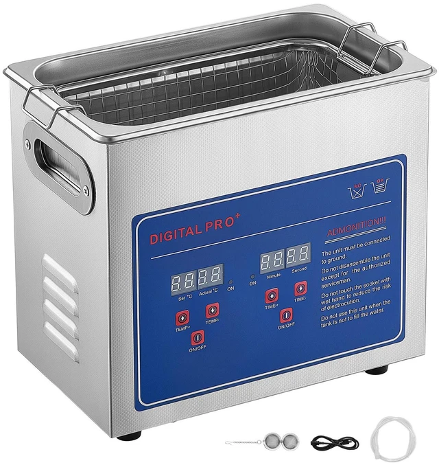Main image of VEVOR Ultrasonic Cleaner 3L-Class Capacity Ultrasonic Parts Cleaner 40kHz, Digital Time and Temp Control, Stainless Steel Ultra Sonic Cleaning Machine with Cleaning Baskets, for Jewelry, Small Items