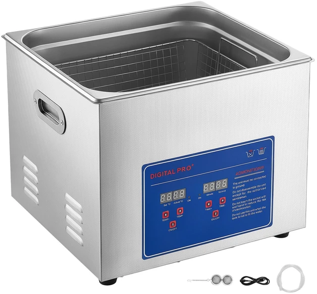 Main image of VEVOR Ultrasonic Cleaner 15L-Class Capacity Ultrasonic Parts Cleaner 40kHz, Digital Time and Temp Control, Stainless Steel Ultra Sonic Cleaning Machine with Cleaning Baskets, for Auto Parts, Glasses