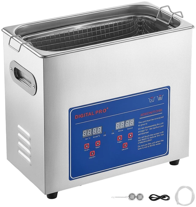 Main image of VEVOR Ultrasonic Cleaner 6L-Class Capacity Ultrasonic Parts Cleaner 40kHz, Digital Time and Temp Control, Stainless Steel Ultra Sonic Cleaning Machine with Cleaning Baskets, for Jewelry, Small Items
