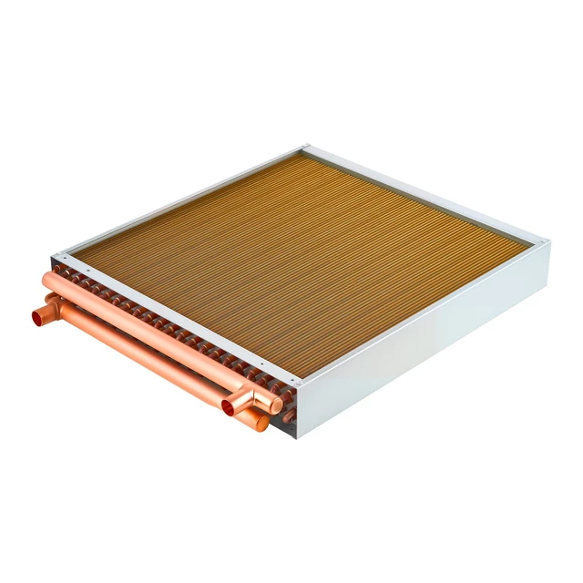 Alt view image 8 of 8 - VEVOR Water to Air Heat Exchanger, 22 x 22 in Finned Tube HVAC Heat Exchanger Coil with Copper Tubes & Aluminum Fins, 190K BTU Output for Outdoor Wood Furnace, Hydronic Heating & Cooling Systems