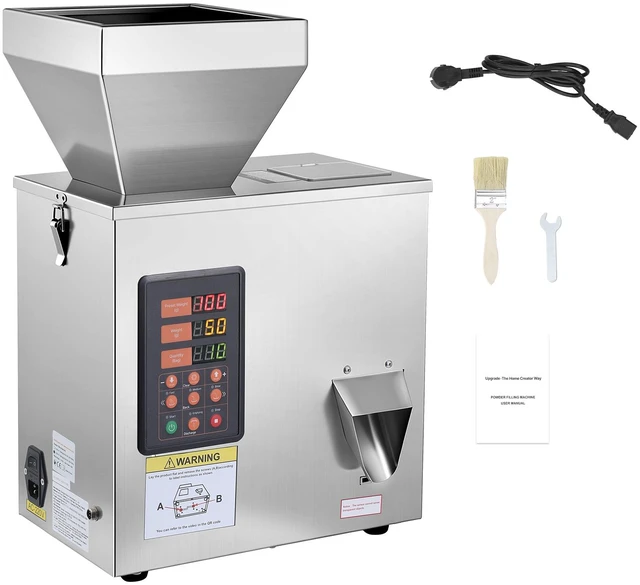 Main image of VEVOR Powder Filling Machine, 3-200g (0.01-0.44 lbs) Automatic Particle Dispenser, High Accuracy, Stainless Steel, Intelligent Weighing Dispensing Filler for Coffee Beans, Grains, Tea, Spices, Silver