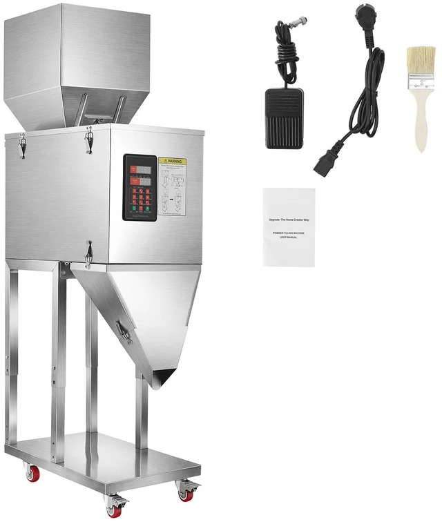 Main image of VEVOR Powder Filling Machine, 20-5000g (0.04-11.02lbs) Automatic Particle Dispenser, Stainless Steel, Smart Weighing Dispensing Filler w/ Foot Pedal, for Coffee Beans, Grains, Tea, Spices, Silver