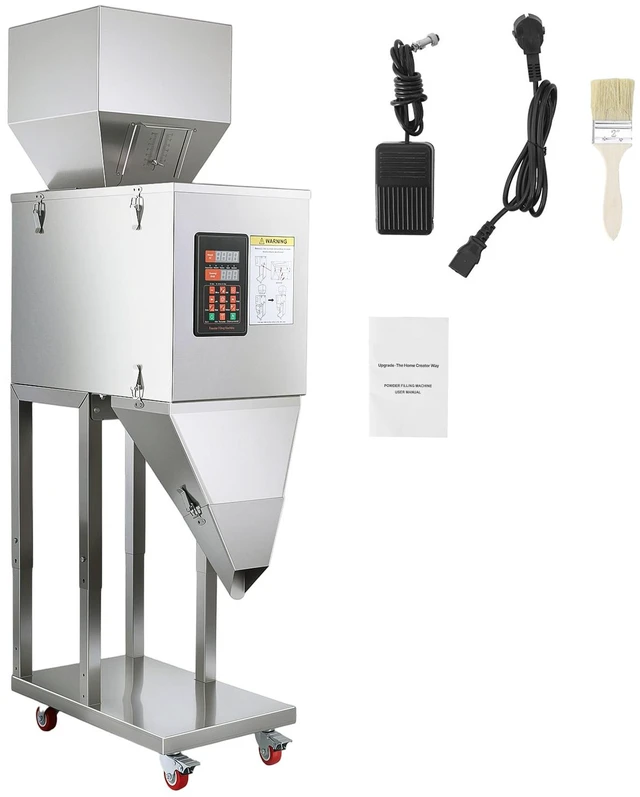 Main image of VEVOR Powder Filling Machine, 20-3000g (0.04 - 6.61lbs) Automatic Particle Dispenser, Stainless Steel, Smart Weighing Dispensing Filler w/ Foot Pedal, for Coffee Beans, Grains, Tea, Spices, Silver