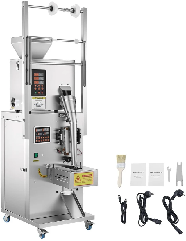 Main image of VEVOR Powder Filling and Sealing Machine, 1-99.9g(0.002-0.22lbs) Automatic Particle Granule Packaging Machine, Stainless Steel, Weighing Filling Sealing, for Coffee Beans, Grains, Tea, Spices, Silver