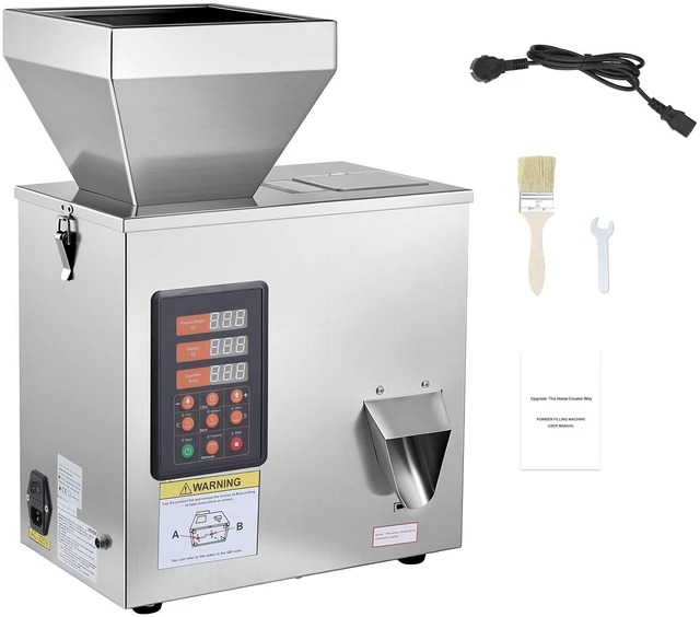 Main image of VEVOR Powder Filling Machine, 1-99.9g (0.002-0.22lbs) Automatic Particle Dispenser, High Accuracy, Stainless Steel, Intelligent Weighing Dispensing Filler for Coffee Beans, Grains, Tea, Spices, Silver