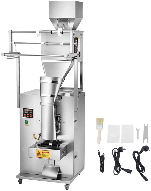 Main image of VEVOR Powder Filling and Sealing Machine, 10-999g(0.02-2.2lbs) Automatic Particle Granule Packaging Machine, Stainless Steel, Weighing Filling Sealing, for Coffee Beans, Grains, Tea, Spices, Silver