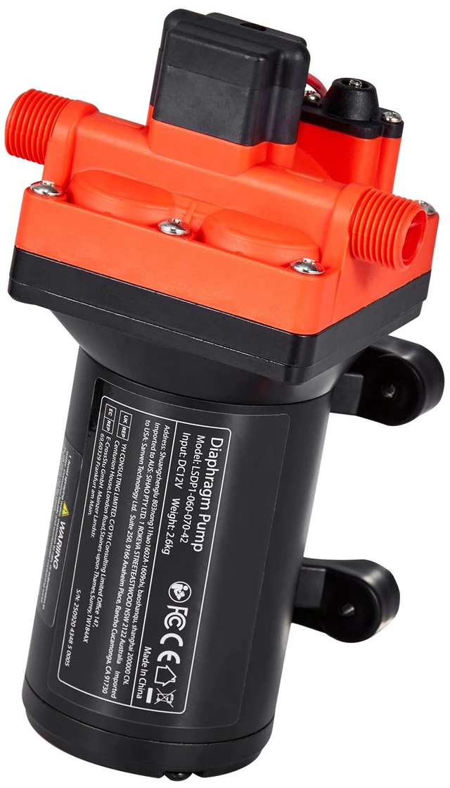 Alt view image 9 of 9 - VEVOR RV Water Pump, 12V DC 6 GPM (22.7 L/min), 4-Chamber Self-Priming Diaphragm Water Pump with Automatic Pressure Switch, 70 PSI Max Pressure, On Demand for RV, Caravan, Marine, Yacht, Car Washing
