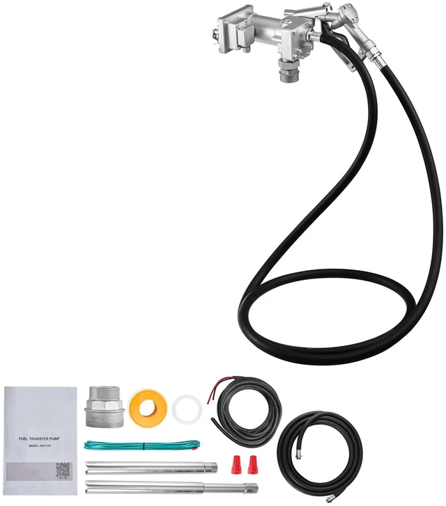 Alt view image 9 of 9 - VEVOR Fuel Transfer Pump, 12V DC 15 GPM, Cast Iron Diesel Transfer Pump Kit, with Manual Shut-Off Nozzle, Discharge Hose, Overheat Protection, 1/3 HP Explosion-Proof, for Gasoline Diesel Kerosene