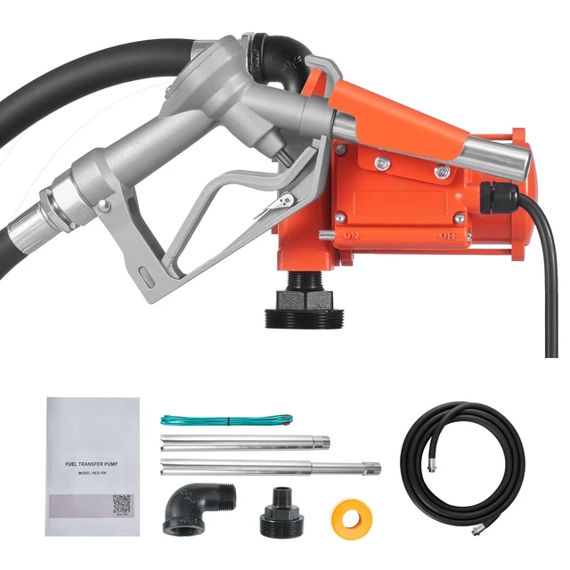 Alt view image 9 of 9 - Fuel Transfer Pump, 12V DC 15 GPM, Cast Iron Diesel Transfer Pump Kit, with Manual Nozzle, Discharge Hose, Overheat Protection, Power Cable, Explosion-Proof, for Gasoline Diesel Kerosene & More