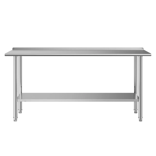 Alt view image 8 of 8 - VEVOR Stainless Steel Work Table, 24x72 Inch Food Prep Table with Backsplash, Commercial Kitchen Workstation with Adjustable Undershelf, Metal Heavy Duty Utility Worktable, for Restaurant Home Outdoor
