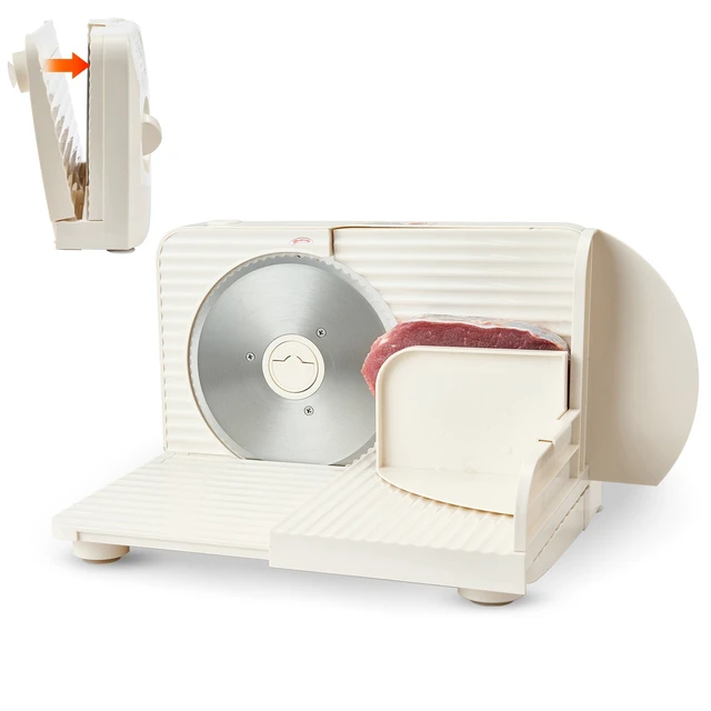 Alt view image 8 of 8 - VEVOR Meat Slicer, 6.7" Foldable Electric Cutter with Dual Security Lock, 0-0.59" Adjustable Thickness, Easy to Clean, 180W Home Food-Slicer for Frozen Meat, Ham, Baguett, Steak