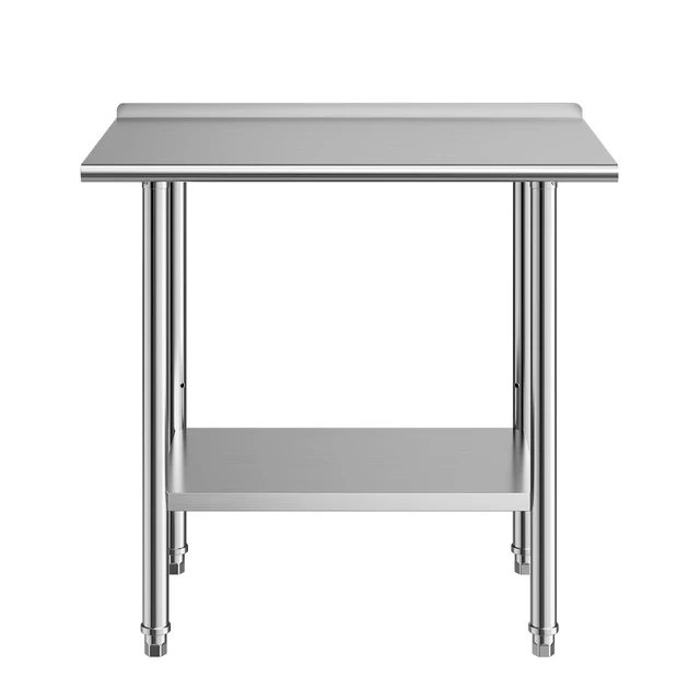 Alt view image 8 of 8 - VEVOR Stainless Steel Work Table, 24x36 Inch Food Prep Table with Backsplash, Commercial Kitchen Workstation with Adjustable Undershelf, Metal Heavy Duty Utility Worktable, for Restaurant Home Outdoor