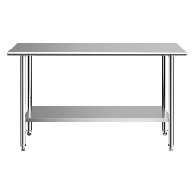 Alt view image 8 of 8 - VEVOR Stainless Steel Work Table, 24x60 Inch Food Prep Table, Commercial Kitchen Workstation with Adjustable Undershelf, Metal Heavy Duty Utility Worktable, for Restaurant Home Hotel Garage Outdoor