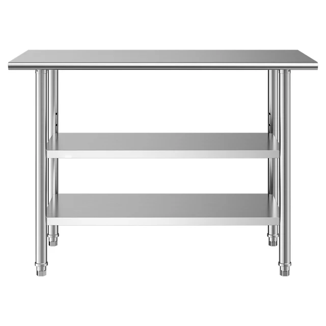 Alt view image 8 of 8 - VEVOR Stainless Steel Work Table, 24x48 Inch Food Prep Table with 2 Shelves, Commercial Kitchen Workstation, Metal Heavy Duty Utility Worktable, for Restaurant Home Hotel Garage Outdoor