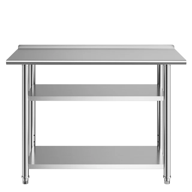 Alt view image 8 of 8 - VEVOR Stainless Steel Work Table, 24x48 Inch Food Prep Table with 2 Shelves and Backsplash, Commercial Kitchen Workstation, Metal Heavy Duty Utility Worktable, for Restaurant Home Hotel Garage Outdoor