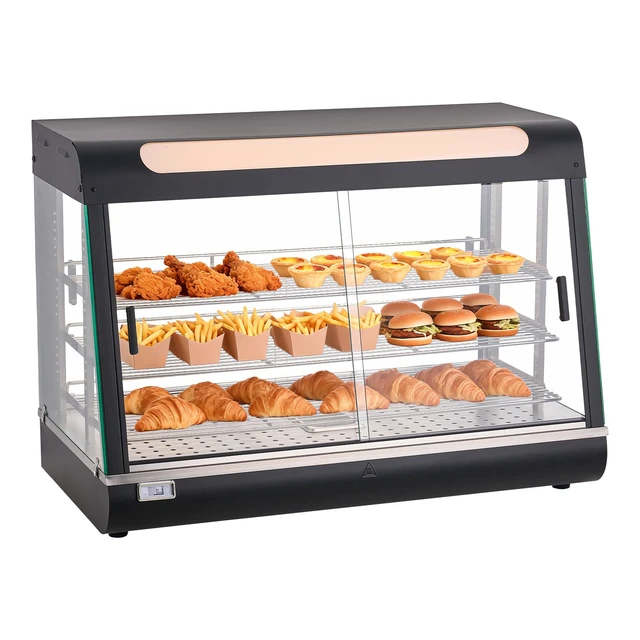 Alt view image 8 of 8 - VEVOR 3-Tier Commercial Food Warmer Display, 1400W Food Display Warmer with LED Light, Top Storage and Adjustable Shelves, 86~185 Steam Heating, 137Qt/130L for Hamburger, Pizza, Bread, Fried Chicken