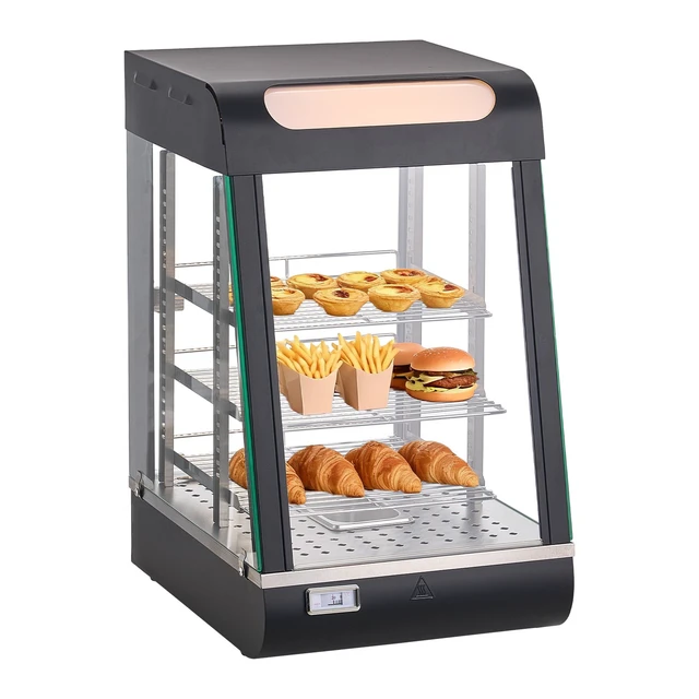Alt view image 8 of 8 - VEVOR 3-Tier Commercial Food Warmer Display, 800W Food Display Warmer with LED Light, Top Storage and Adjustable Shelves, 86~185 Steam Heating, 60 Qt /57L for Hamburger, Pizza, Bread, Fried Chicken