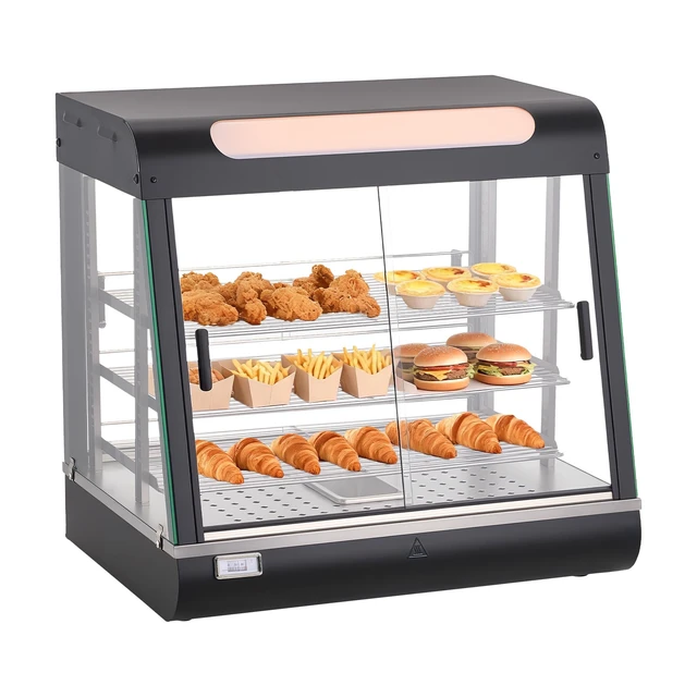 Alt view image 8 of 8 - VEVOR 3-Tier Commercial Food Warmer Display, 1200W Food Display Warmer with LED Light, Top Storage and Adjustable Shelves, 86~185 Steam Heating, 106Qt/100L for Hamburger, Pizza, Bread, Fried Chicken