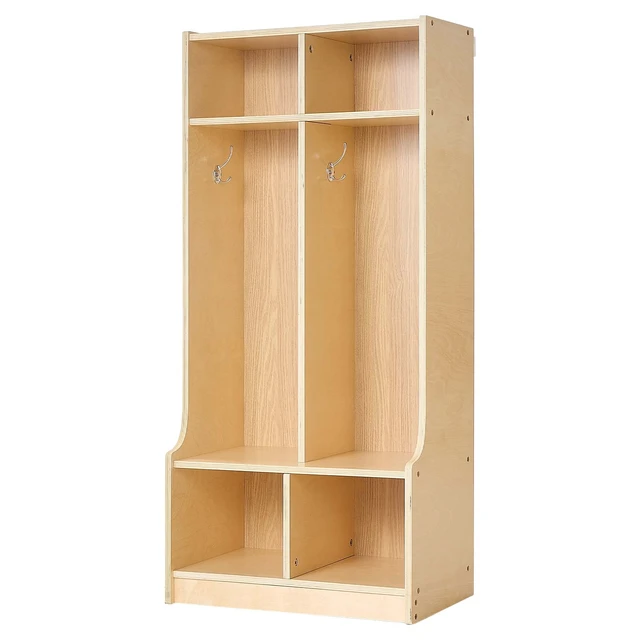 Alt view image 8 of 8 - VEVOR 2-Section Kids Coat Locker, Wooden Toddler Cubby Storage Organizer with 4 Hooks & Anti-Tip Kit, Modern Kid Coat Cubbies with 4 Small Open Storage Boxes for Home, Kindergarten, Daycare, Natural