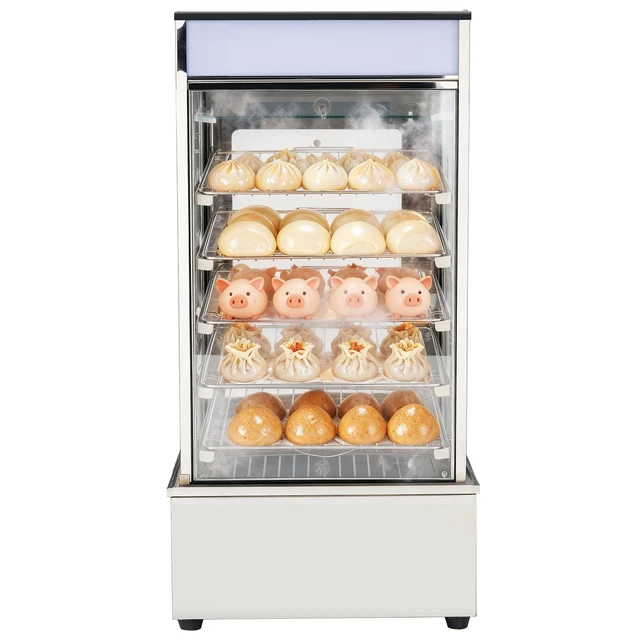 Alt view image 8 of 8 - VEVOR 5-Tier Commercial Food Warmer Display, 1200W Food Display Warmer with LED Light, Adjustable Shelf & Stainless Steel Frame, 86~230 Steam Heating, 120L for Hamburger, Pizza, Bread, Fried Chicken