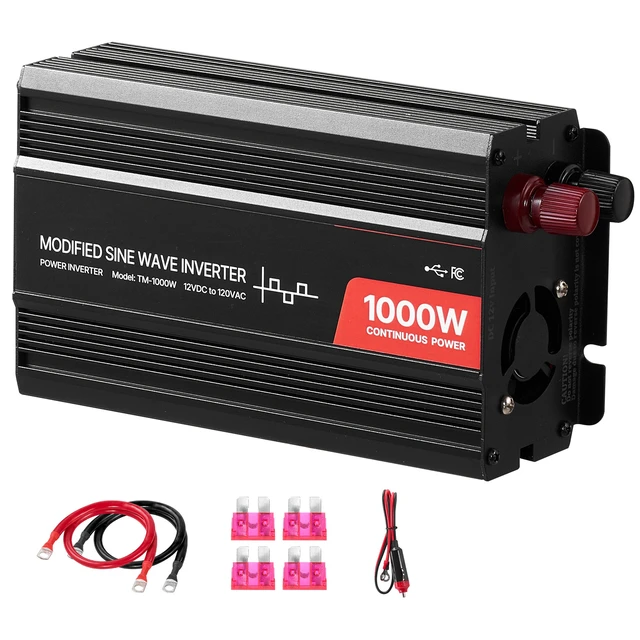 Alt view image 9 of 9 - VEVOR 1000W Power Inverter, 12V DC to 120V AC Modified Sine Wave Inverter, Car Charger Converter with USB & Type-C Port, 2 AC Outlets, LED Indicator Light, Ideal for RV, Truck Outdoor Camping